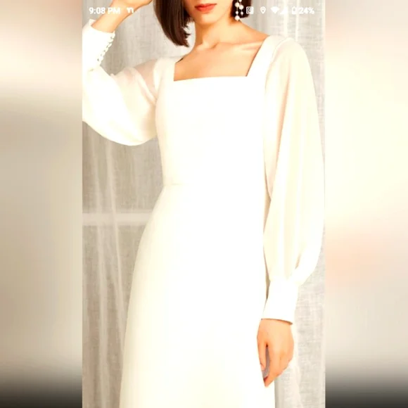 JJs House | Dresses | Knee Length White Chiffon | Poshmark